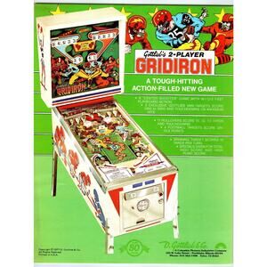 Gridiron Football Pinball FLYER Original 1977 Promo Retro Game Art 8.5" x 11"